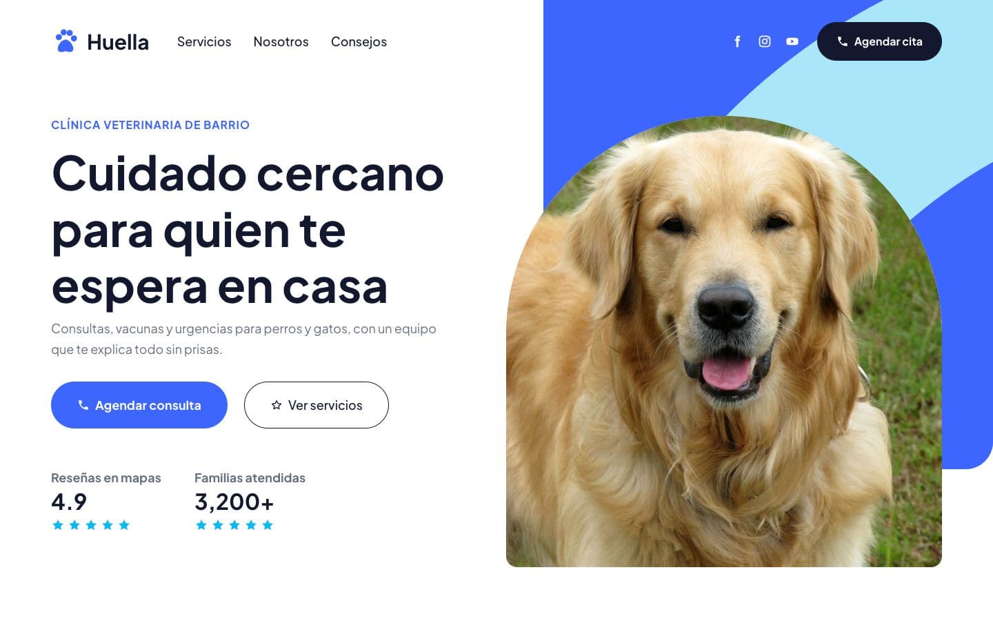 Sitio de ejemplo para una clínica veterinaria