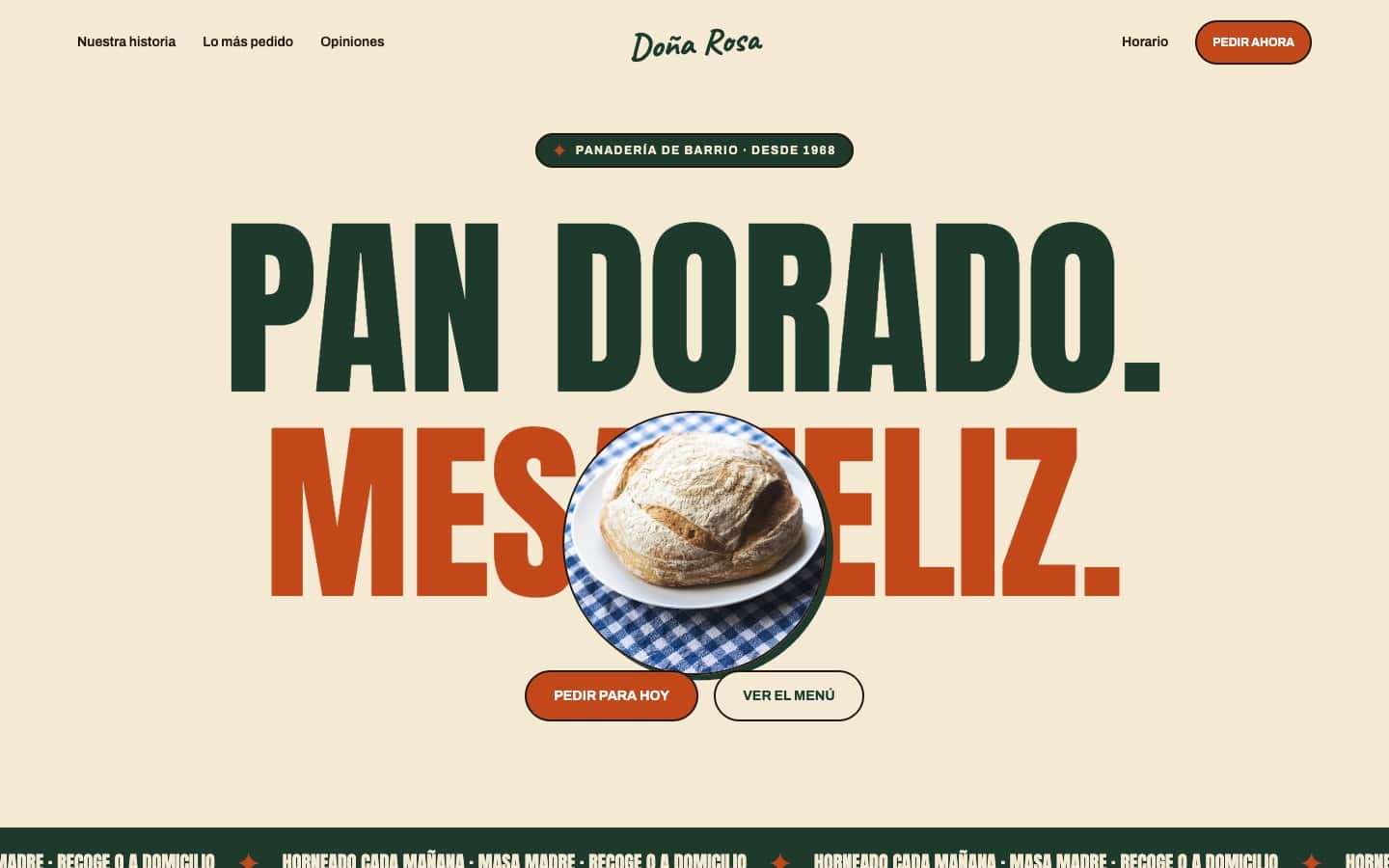 Sitio de ejemplo para panaderías y cafeterías