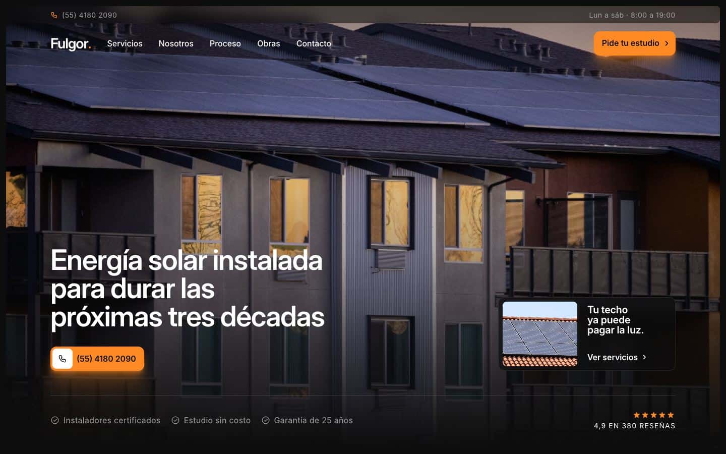 Sitio de ejemplo para energía solar e instaladores